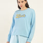 Women's Brand Logo Blue Crew Neck Sweatshirt - Front View