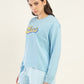 Women's Brand Logo Blue Crew Neck Sweatshirt - Side View