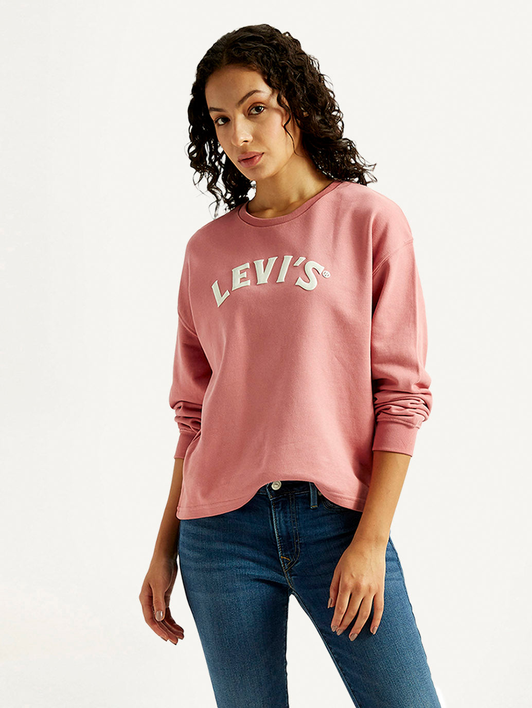 Women's Brand Logo Crew Neck Sweatshirt - Styleshot View