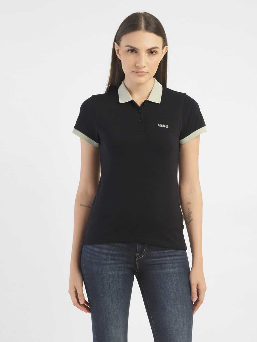 Women's Solid Polo T shirt - 8642bd72-857f-436a-b6cf-261ccc273cdc View