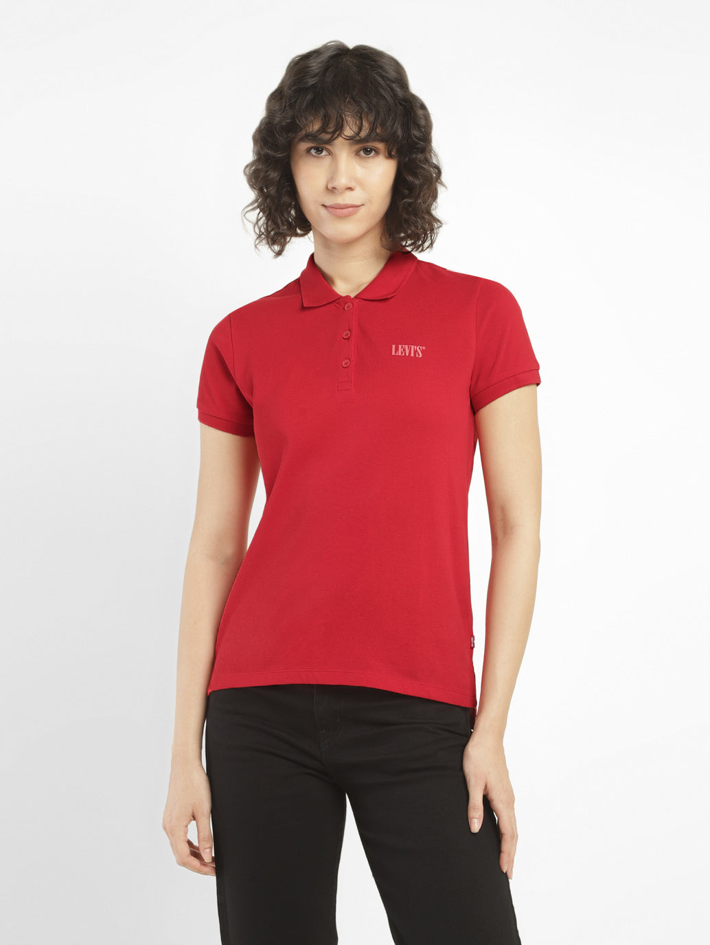 Women's Solid Polo T-shirt - Front View