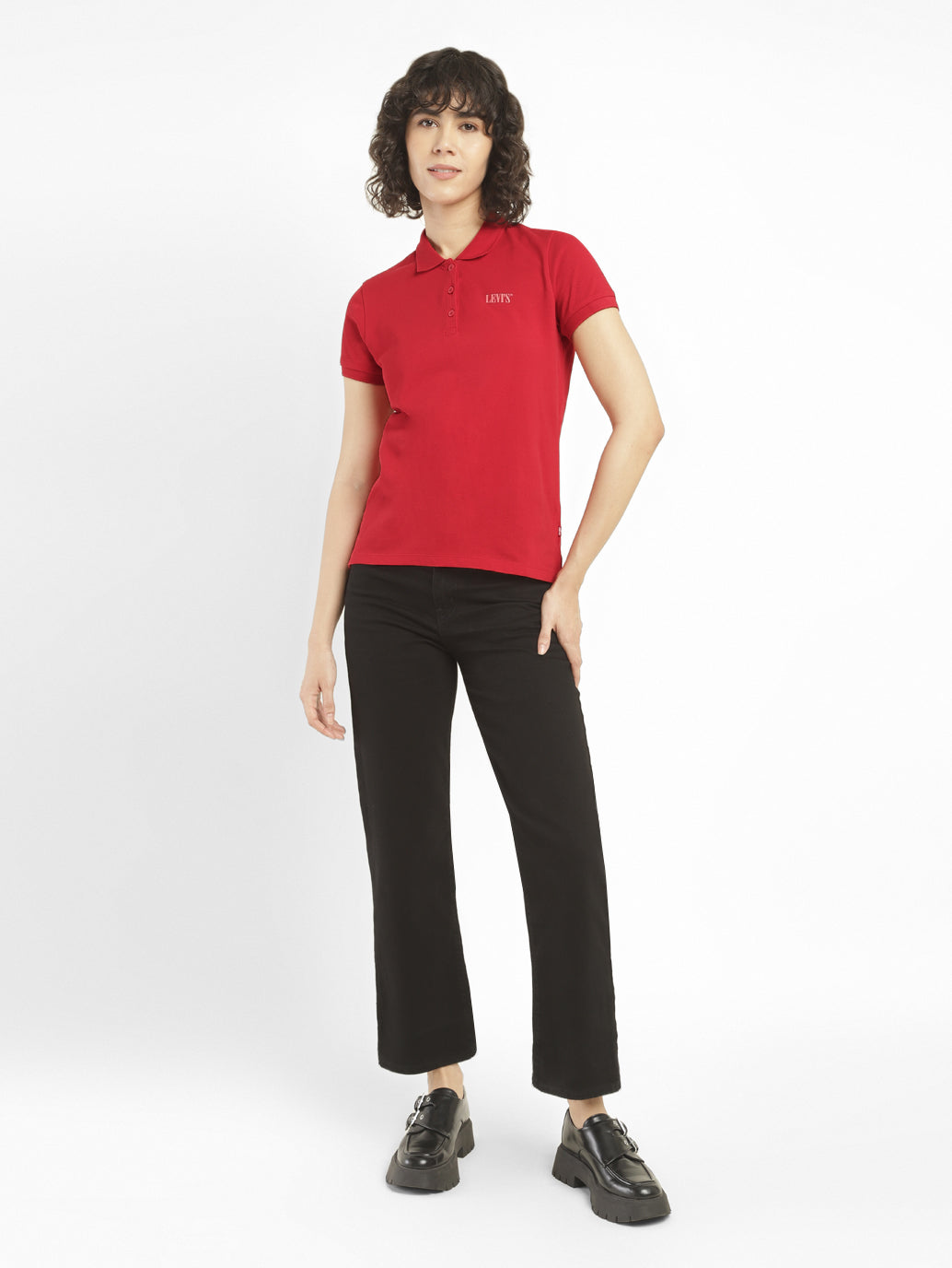 Women's Solid Polo T-shirt - Front View