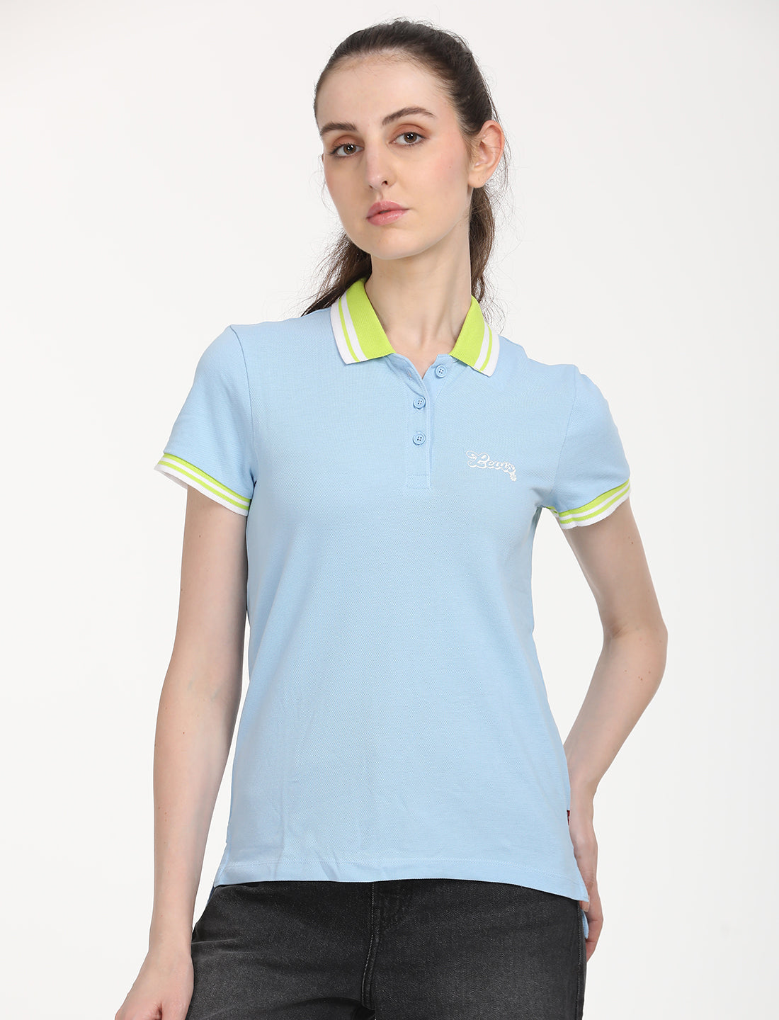 Women's Solid Polo T-Shirt - Front View