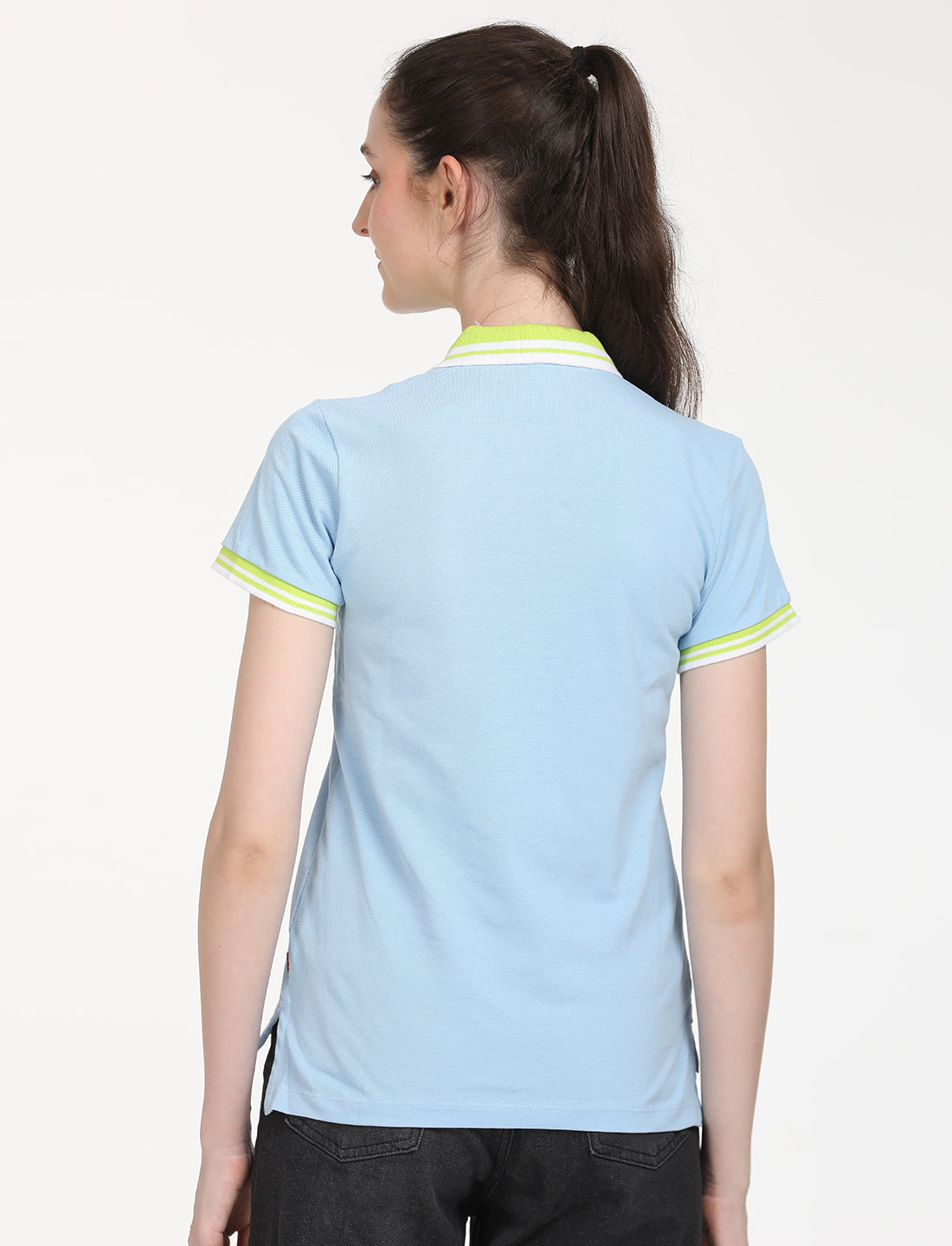 Women's Solid Polo T-Shirt - Back View