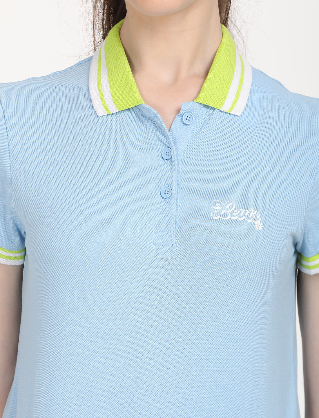 Women's Solid Polo T-Shirt - Detail View