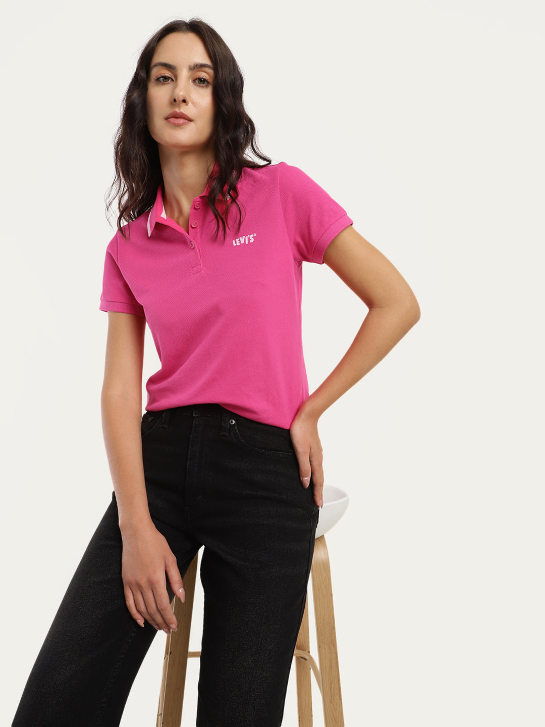 Women's Brand Logo Polo T-Shirt - Styleshot View