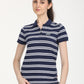 Women's Striped Print Polo T-Shirt - Front View