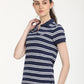 Women's Striped Print Polo T-Shirt - RightSide View