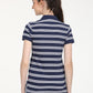 Women's Striped Print Polo T-Shirt - Back View