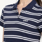 Women's Striped Print Polo T-Shirt - Detail View