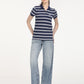 Women's Striped Print Polo T-Shirt - 6 View