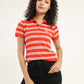 Women's Striped Polo T-Shirt - Styleshot View