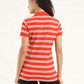 Women's Striped Polo T-Shirt - Back View