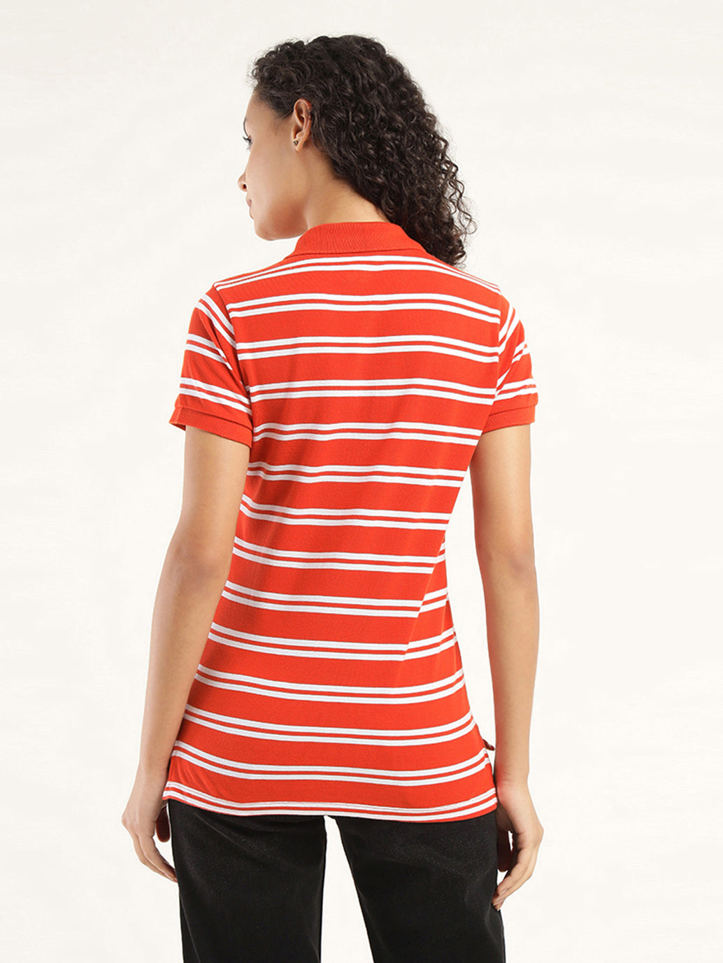 Women's Striped Polo T-Shirt - Back View