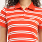 Women's Striped Polo T-Shirt - Detail View