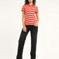 Women's Striped Polo T-Shirt - ModelFront View