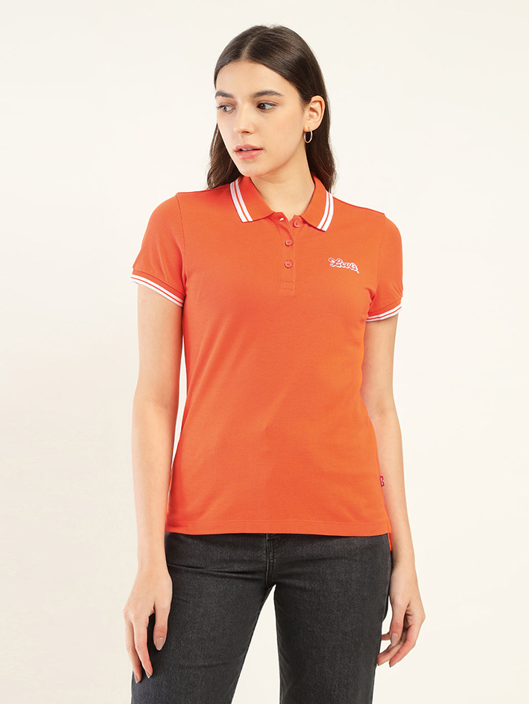 Women's Solid Polo T-Shirt - Front View