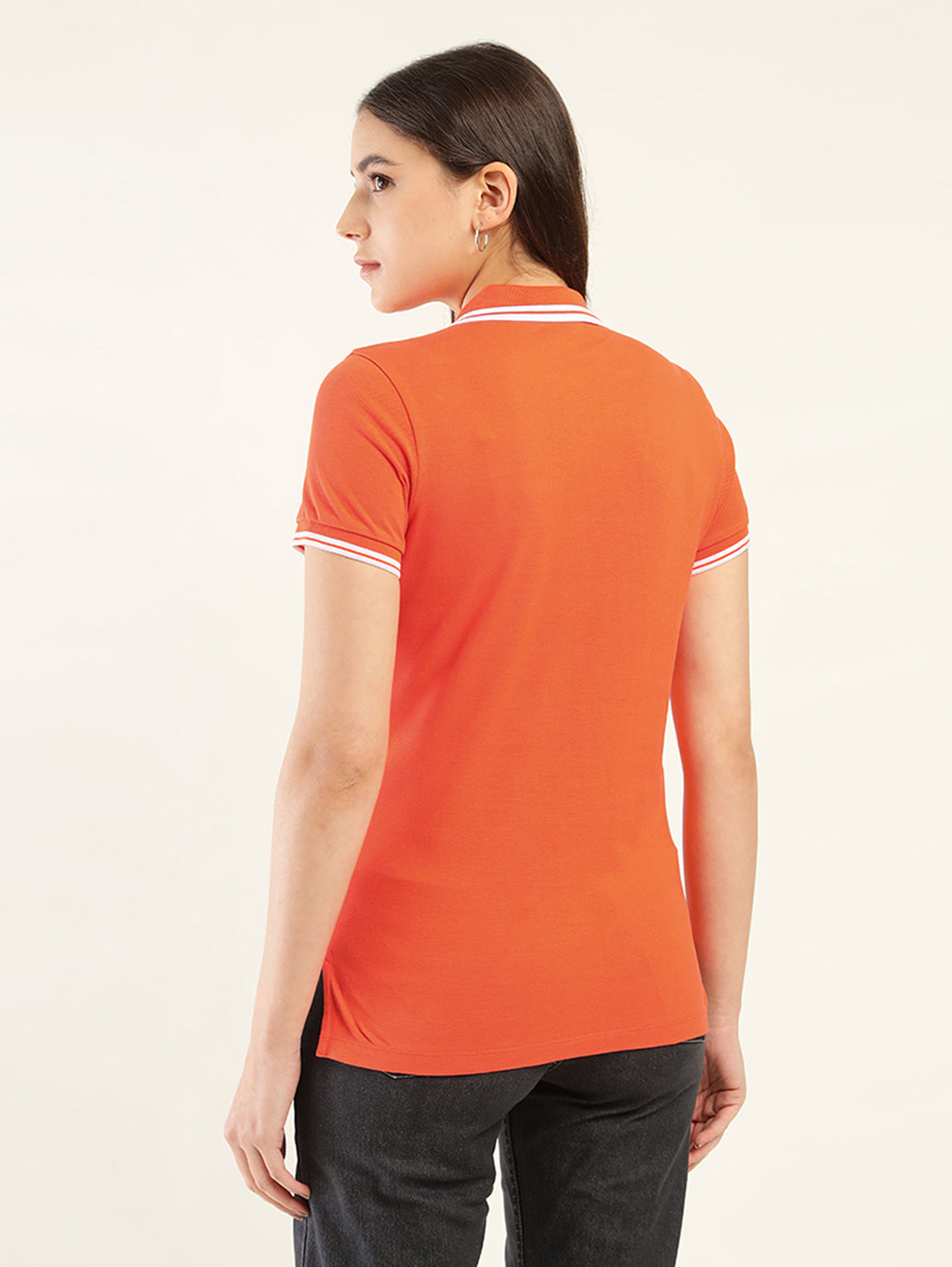 Women's Solid Polo T-Shirt - Back View