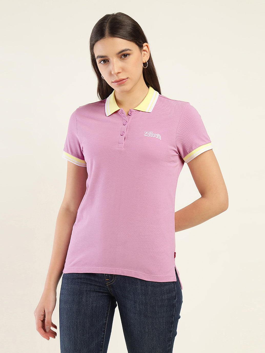 Women's Solid Polo T-Shirt - Front View