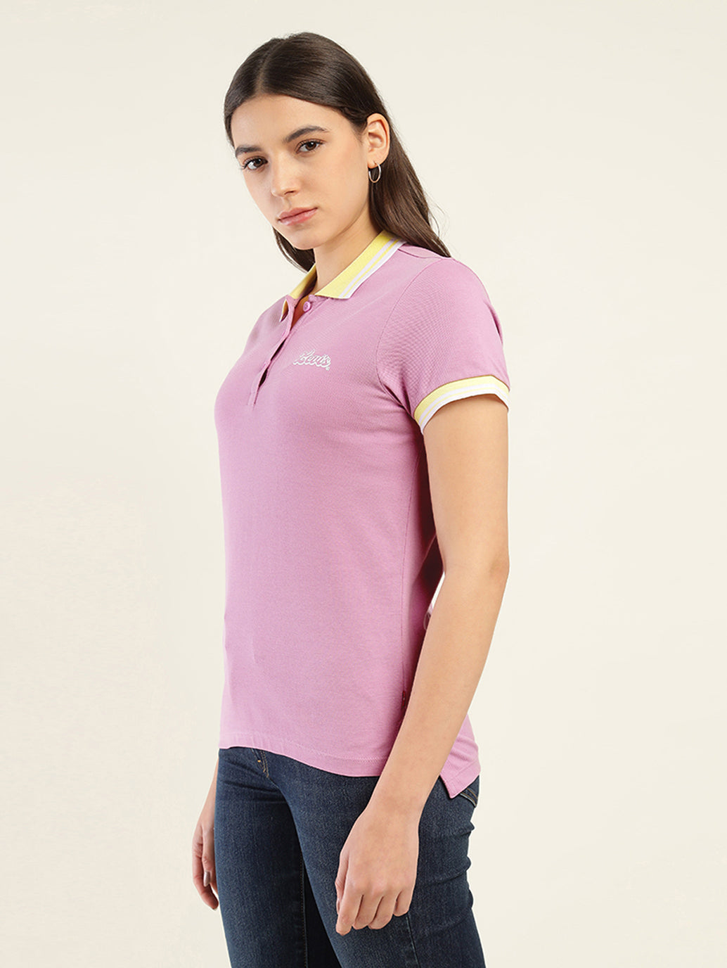 Women's Solid Polo T-Shirt - Side View