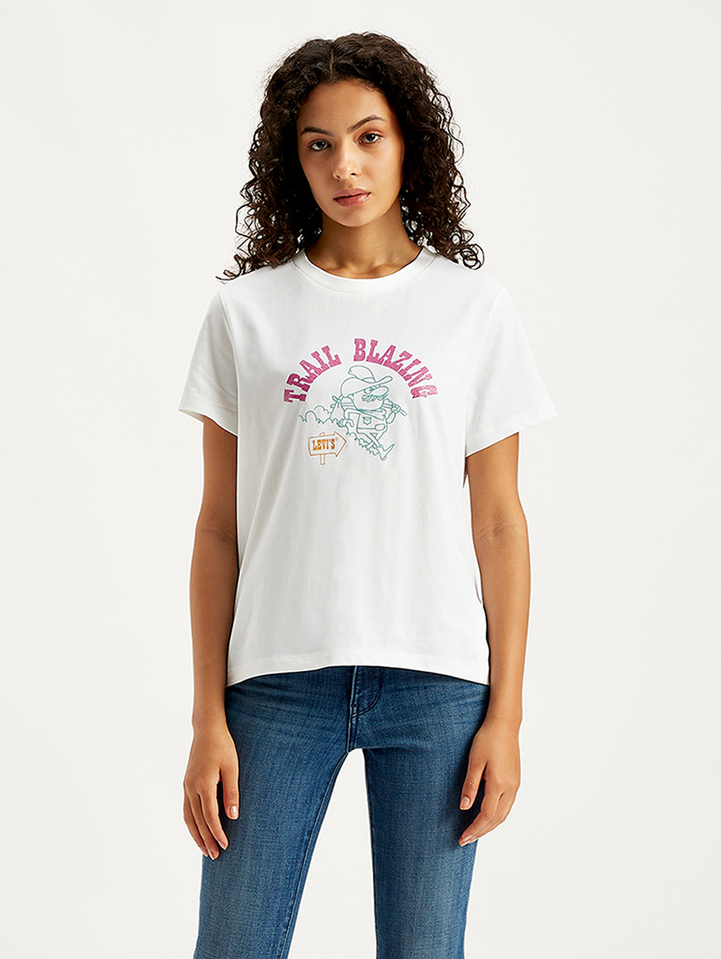 Women's Graphic Print Straight Fit T-Shirt - Front View