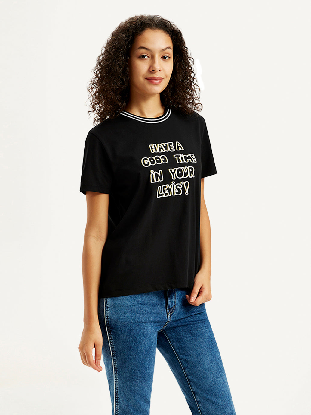 Women's Typographic Print Straight Fit T-Shirt