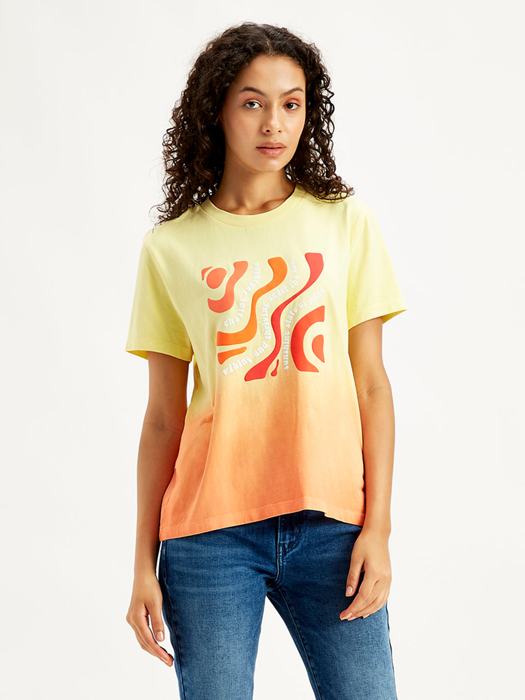 Women's Ombre Straight Fit T-Shirt - Front View