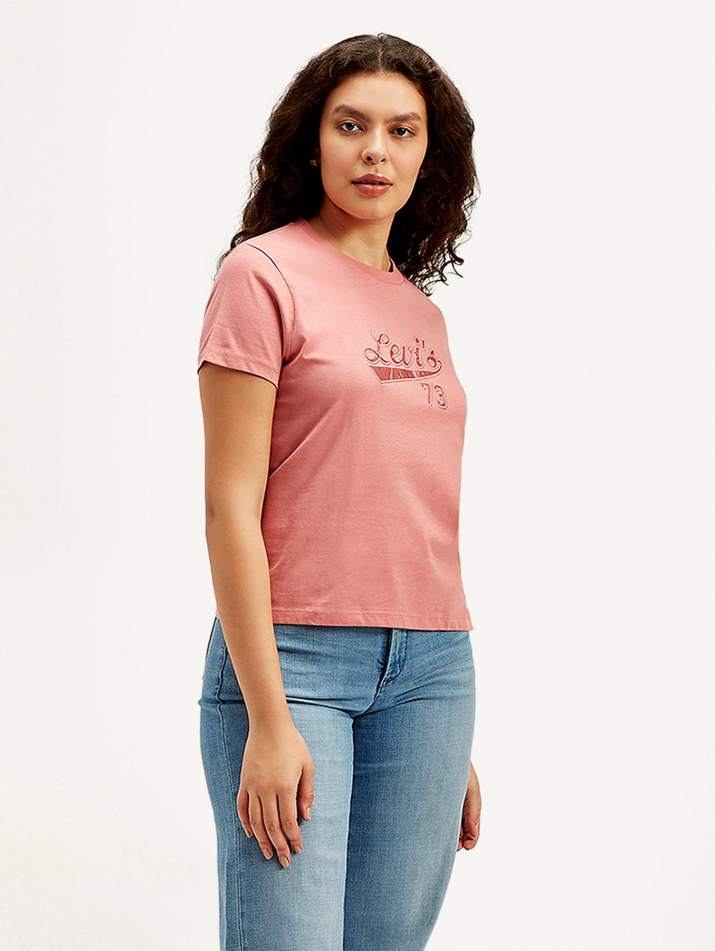 Women's Patchwork Crew Neck T-shirt - Side View