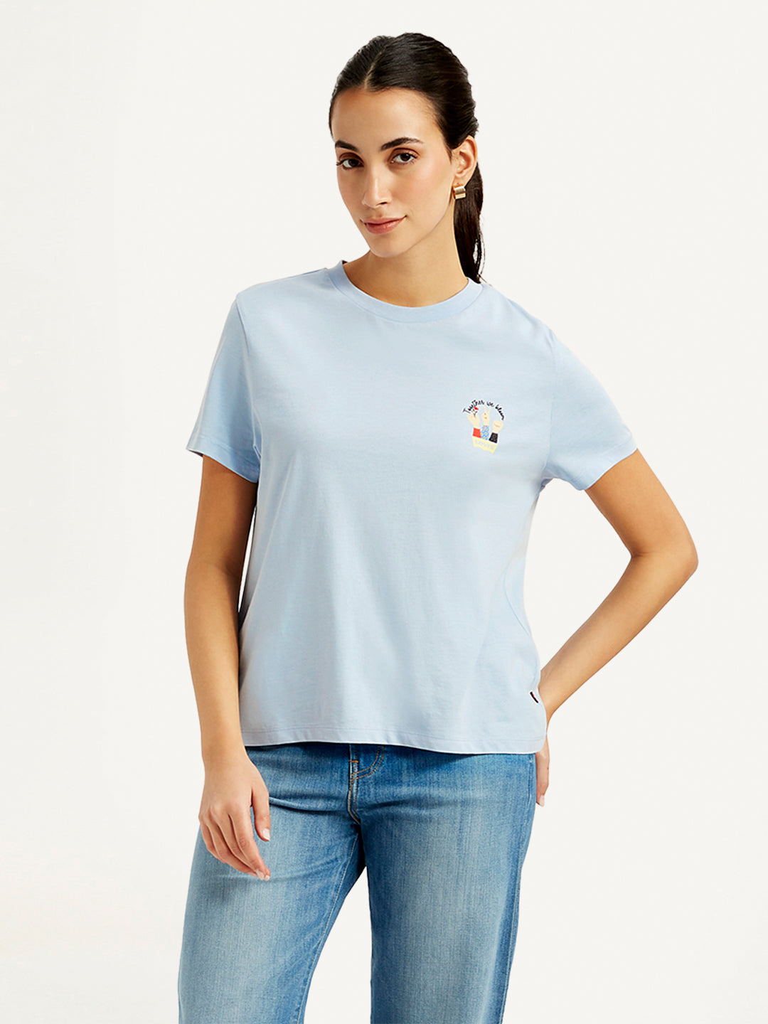 Women's Graphic Print Crew Neck Relaxed Fit T-Shirt - Front View