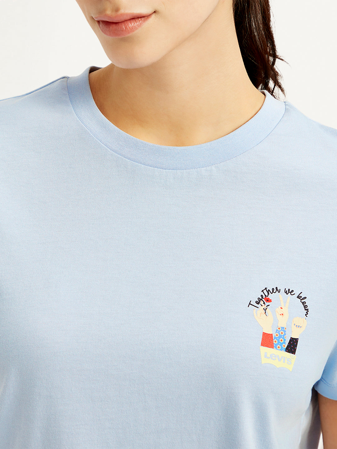 Women's Graphic Print Crew Neck Relaxed Fit T-Shirt - Detail View