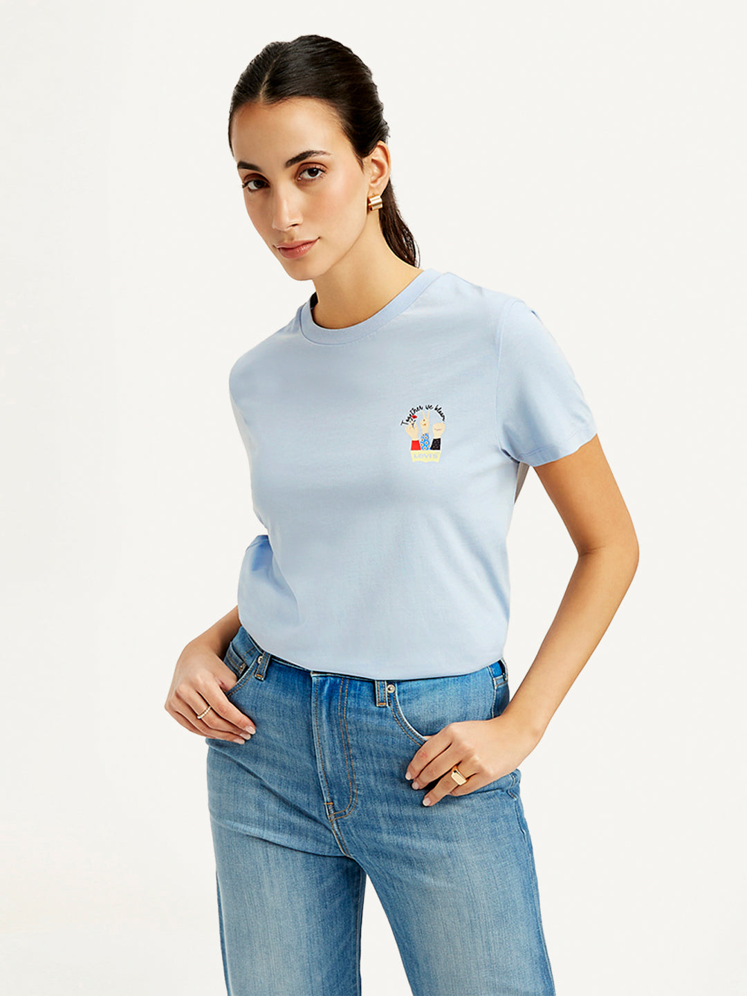 Women's Graphic Print Crew Neck Relaxed Fit T-Shirt - Styleshot View
