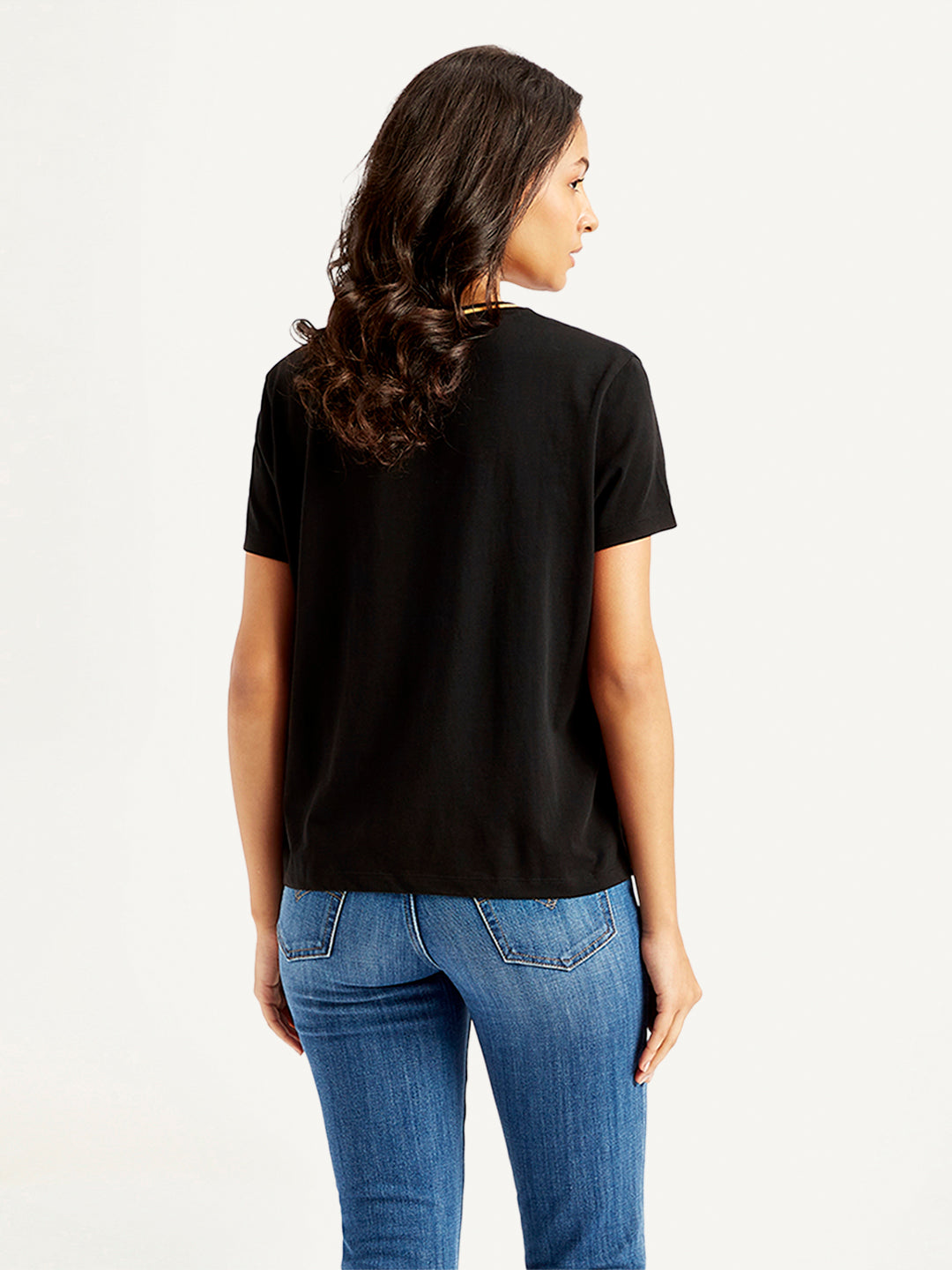 Women's Typographic Print Relaxed Fit T-shirt - Back View