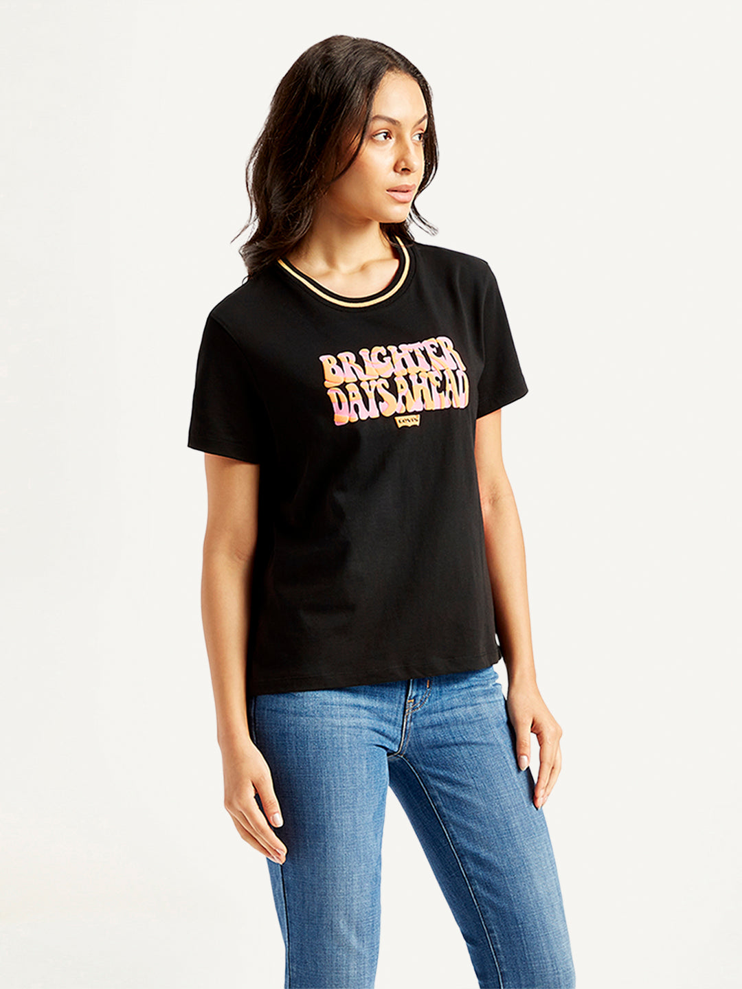 Women's Typographic Print Relaxed Fit T-shirt - Side View