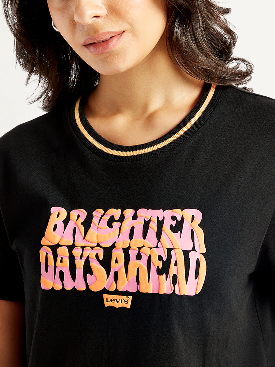 Women's Typographic Print Relaxed Fit T-shirt - Detail View