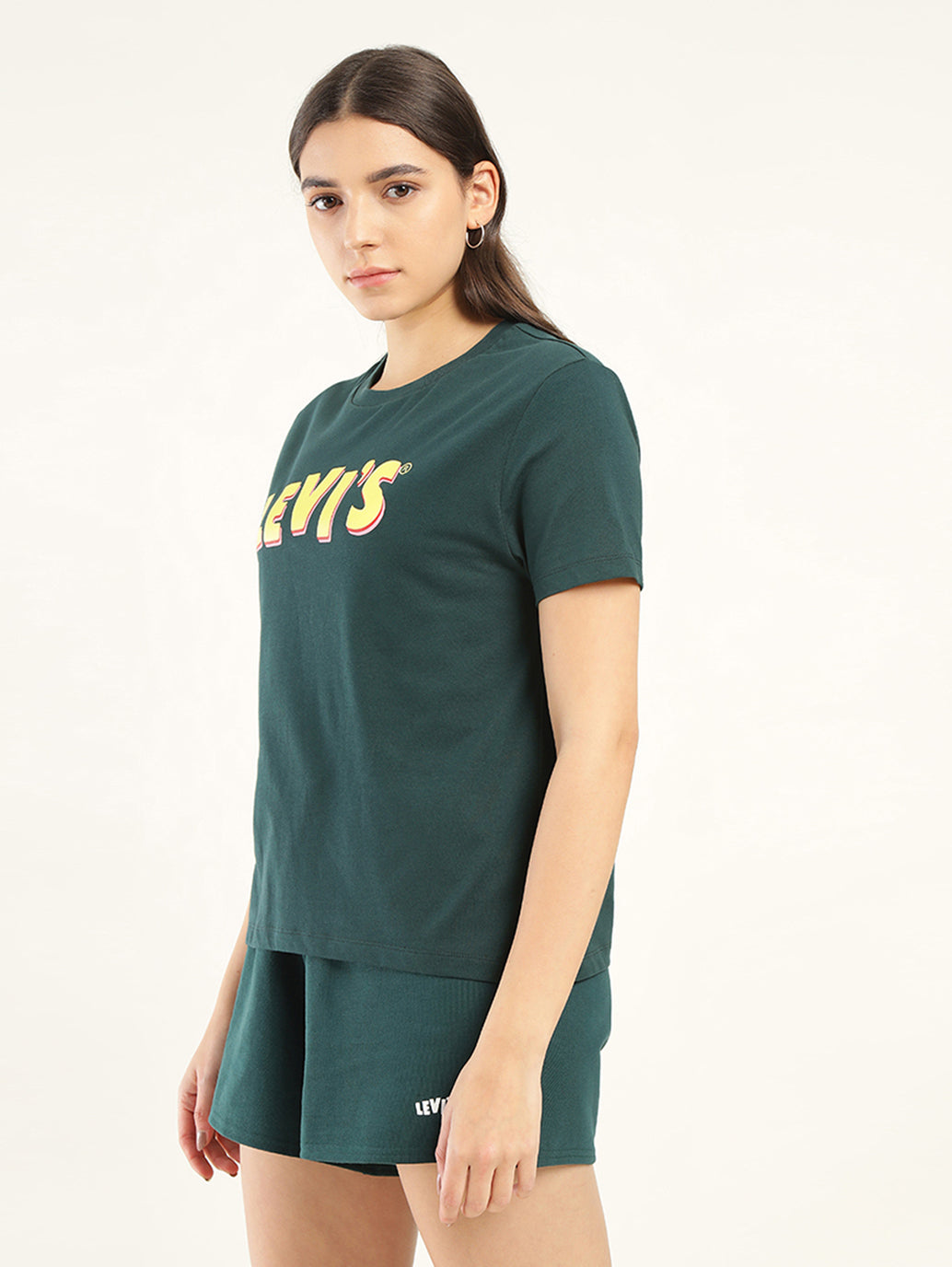 Women's Brand Logo Relaxed Fit T-shirt - Side View