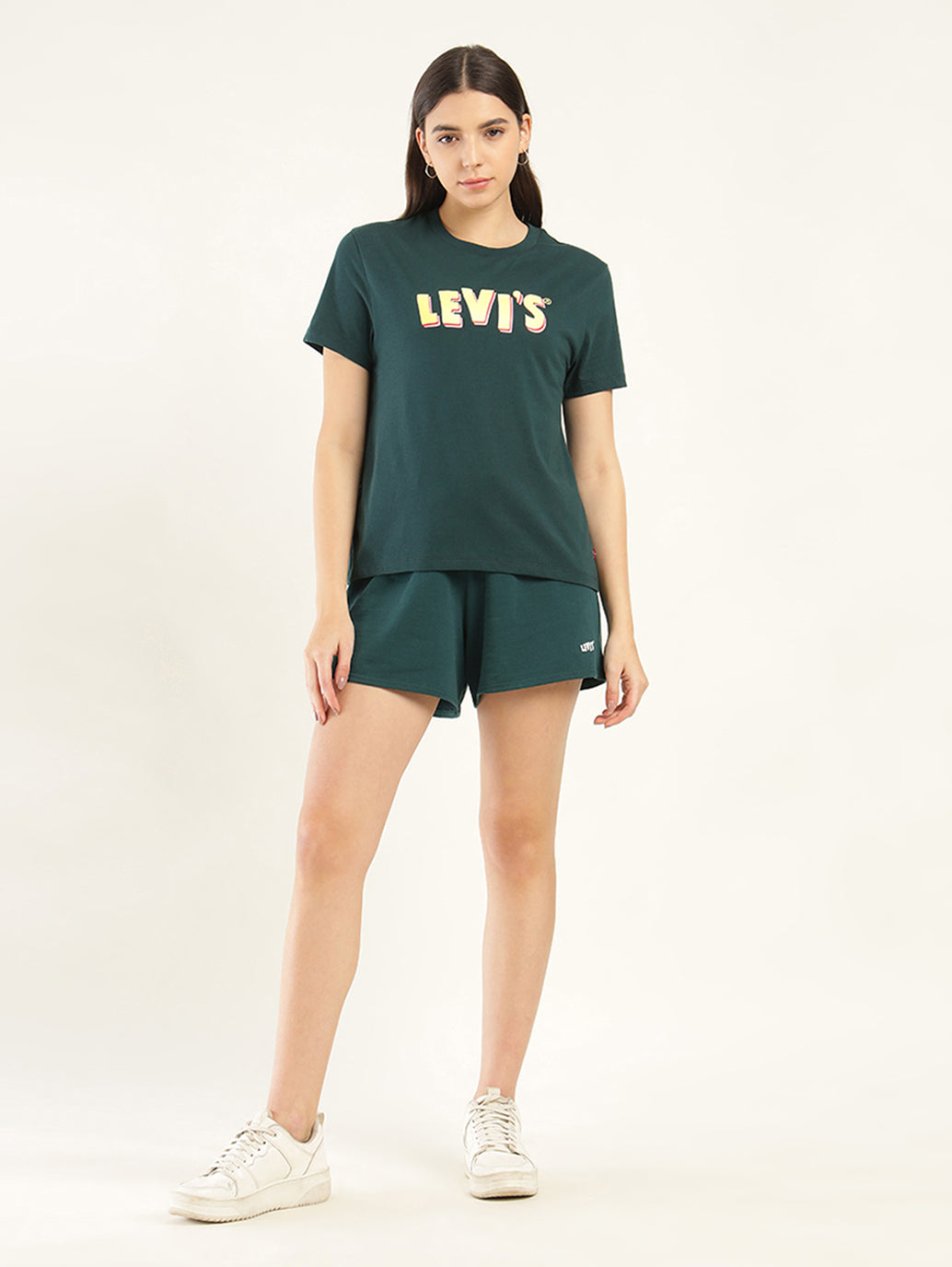 Women's Brand Logo Relaxed Fit T-shirt - ModelFront View