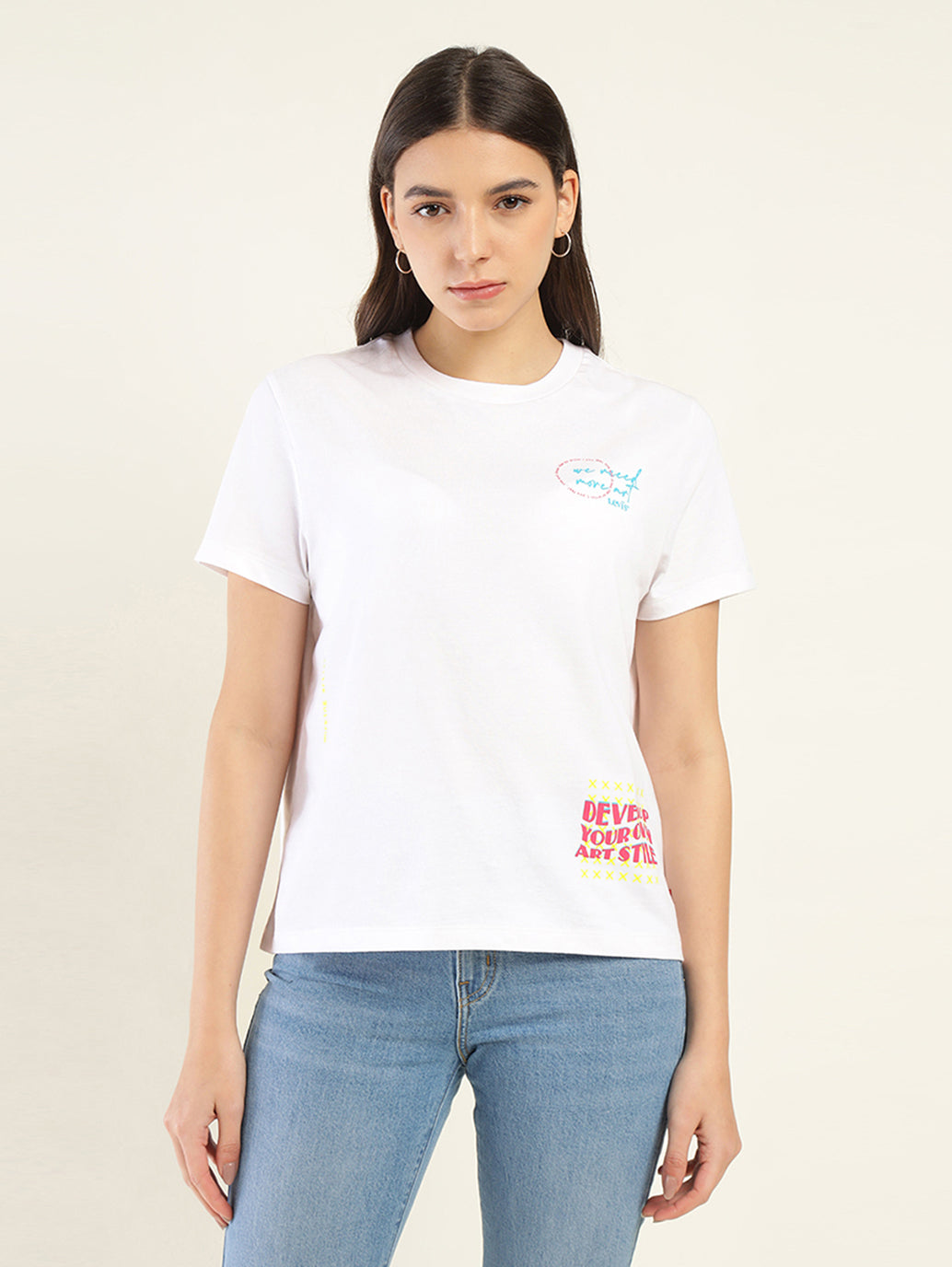 Women's Typography Relaxed Fit T-Shirt - Front View