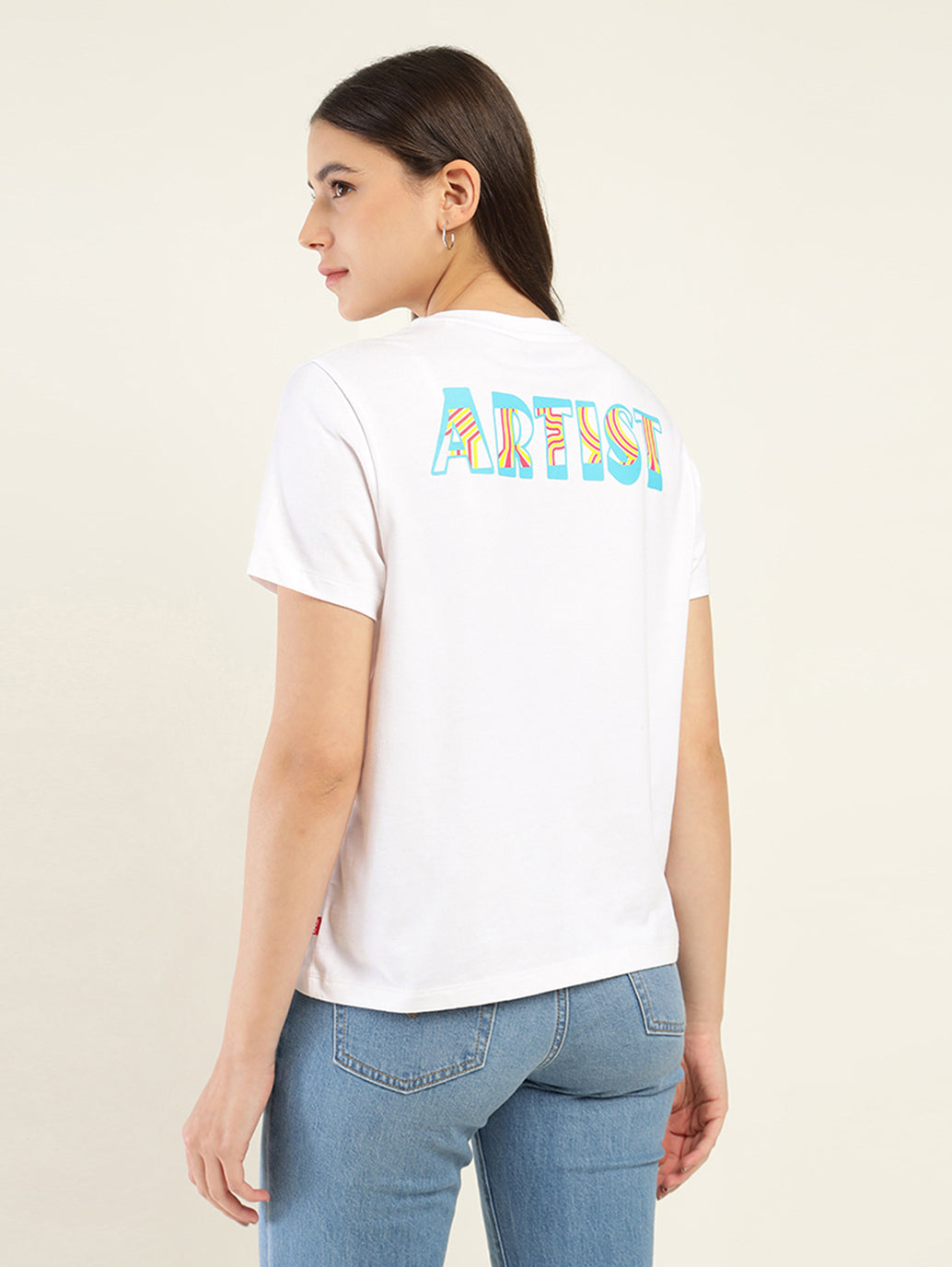 Women's Typography Relaxed Fit T-Shirt - Back View