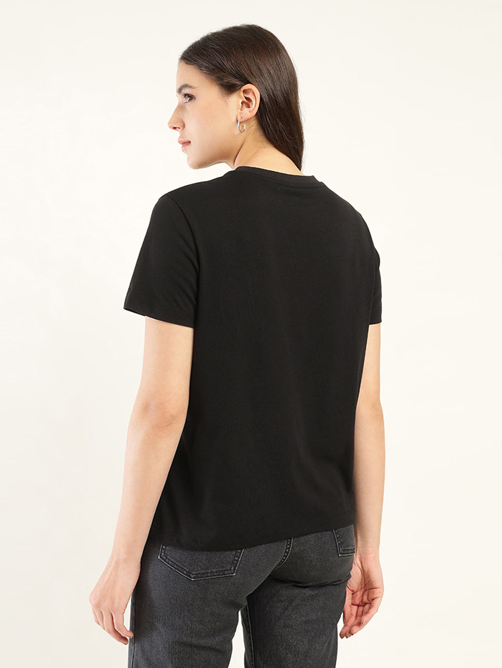 Women's Typography Relaxed Fit T-Shirt - Back View