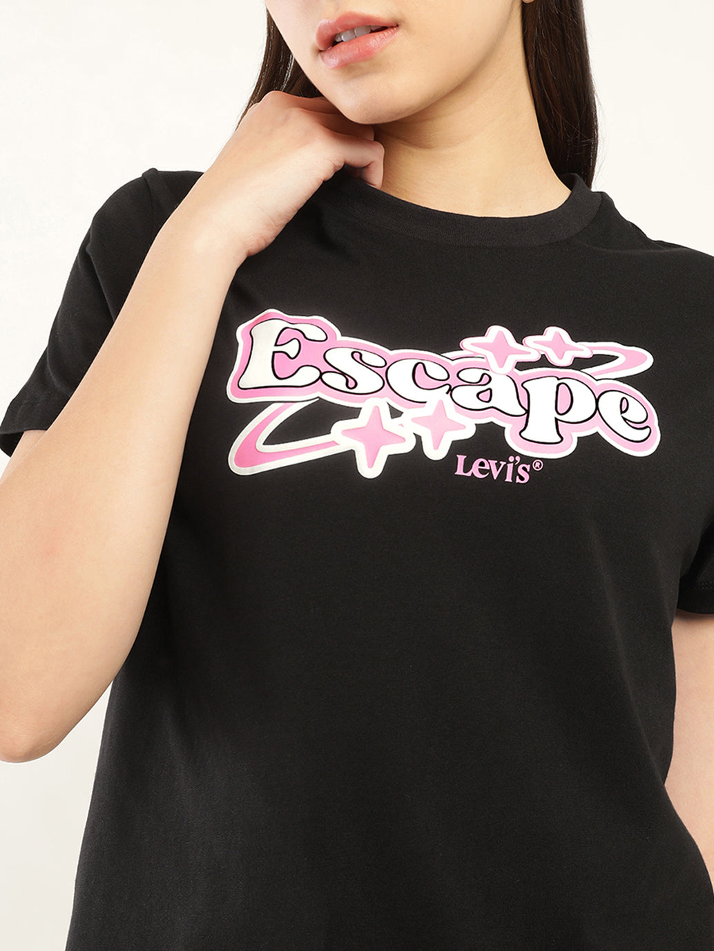 Women's Typography Relaxed Fit T-Shirt - Detail View