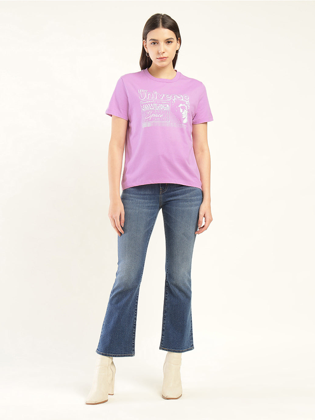 Women's Graphic Relaxed Fit T-Shirt - ModelFront View
