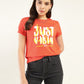 Women's Typography Print Relaxed Fit T-Shirt - Styleshot View