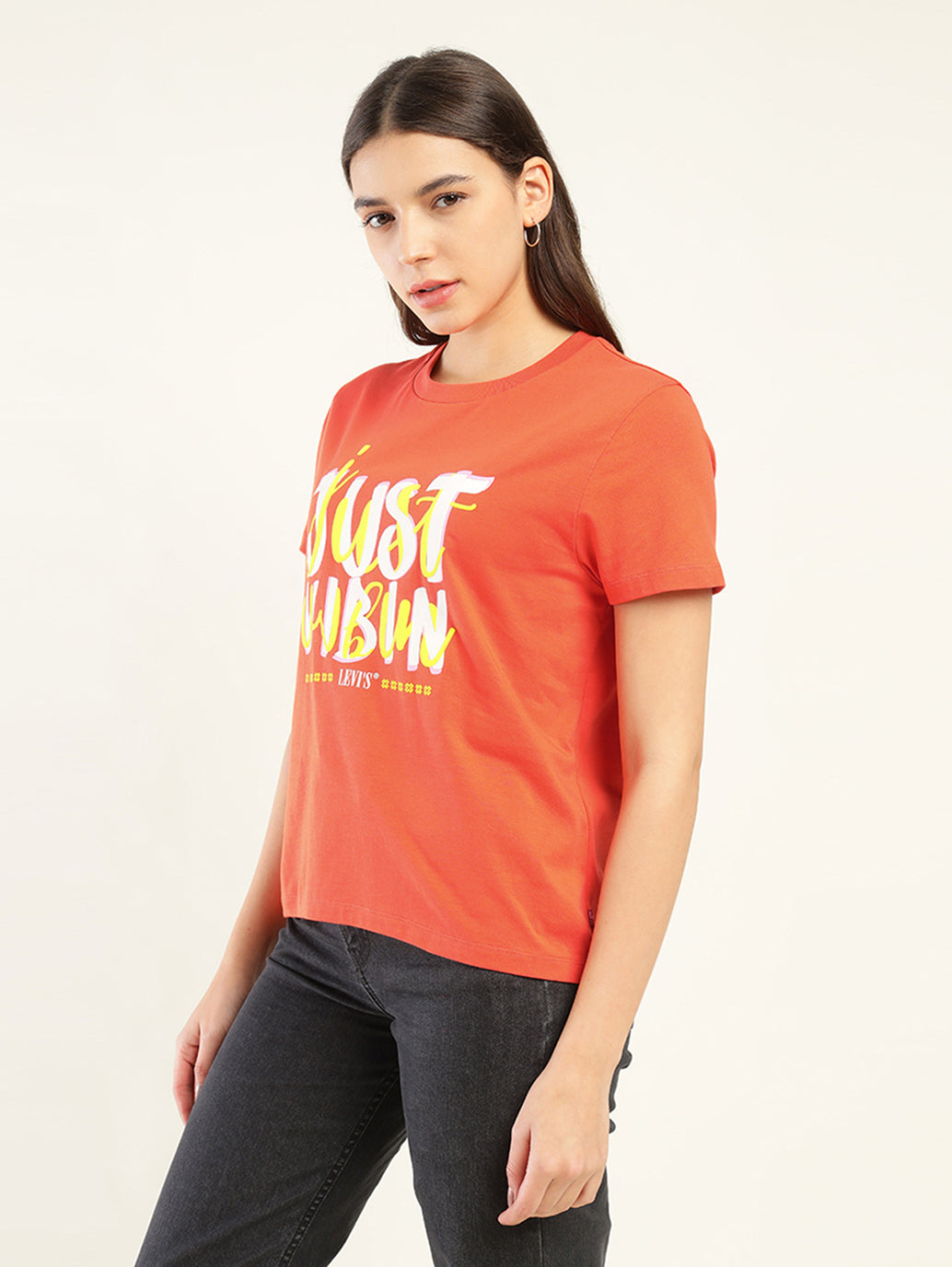 Women's Typography Print Relaxed Fit T-Shirt - Side View
