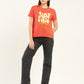 Women's Typography Print Relaxed Fit T-Shirt - ModelFront View