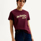 Women's Typography Maroon Crew Neck T-Shirt - Styleshot View