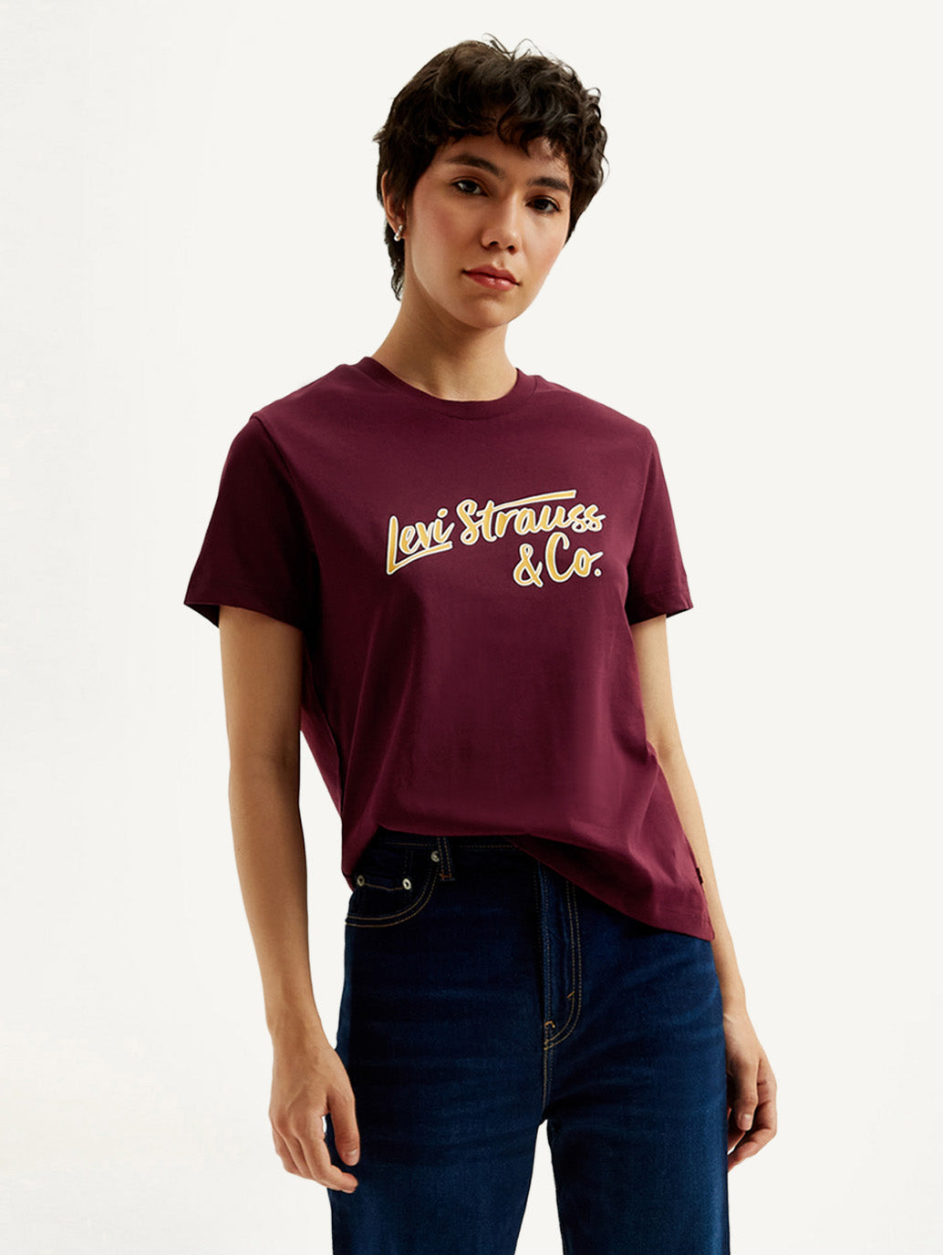 Women's Typography Maroon Crew Neck T-Shirt