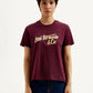 Women's Typography Maroon Crew Neck T-Shirt - Front View