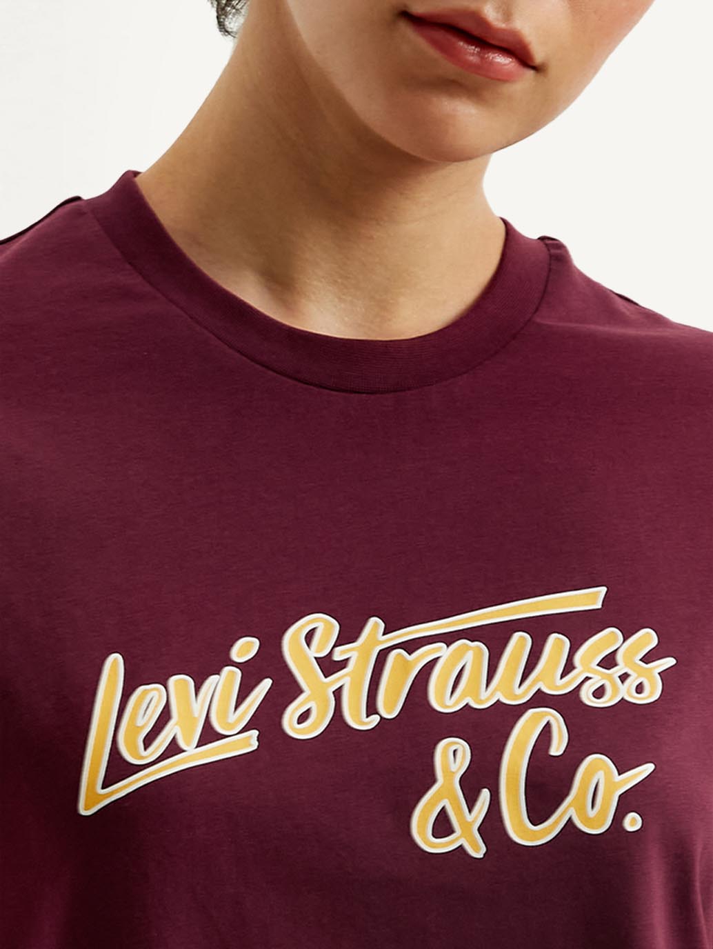 Women's Typography Maroon Crew Neck T-Shirt - Detail View