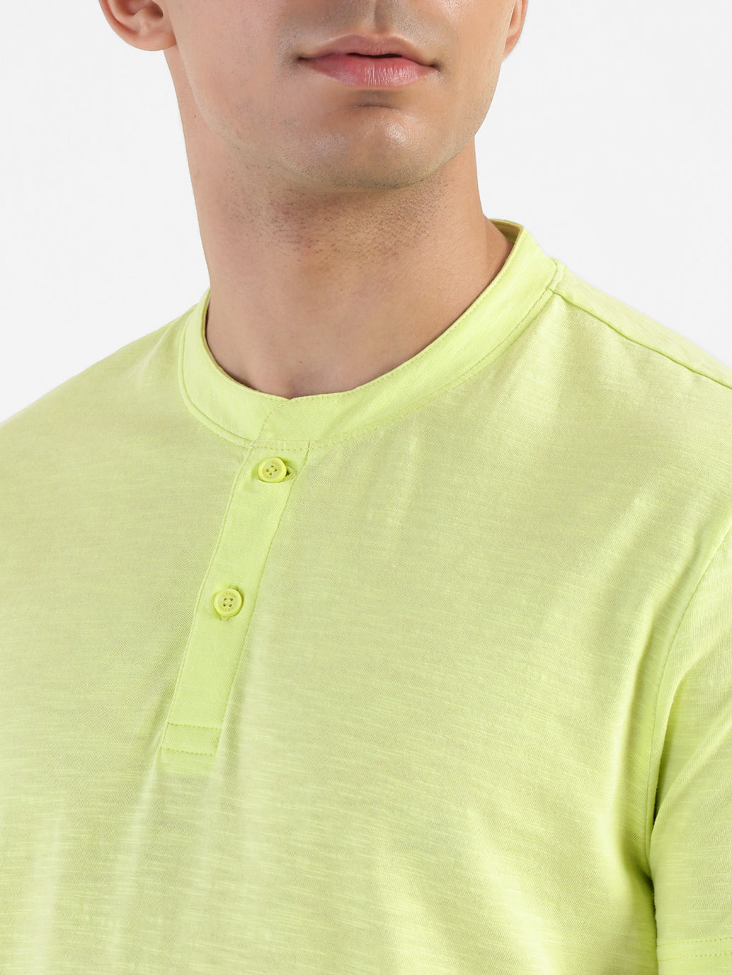 Men's Self Design Henley T-shirt Yellow - 14d5b38c-4f51-4100-ac23-37554c8ad576 View