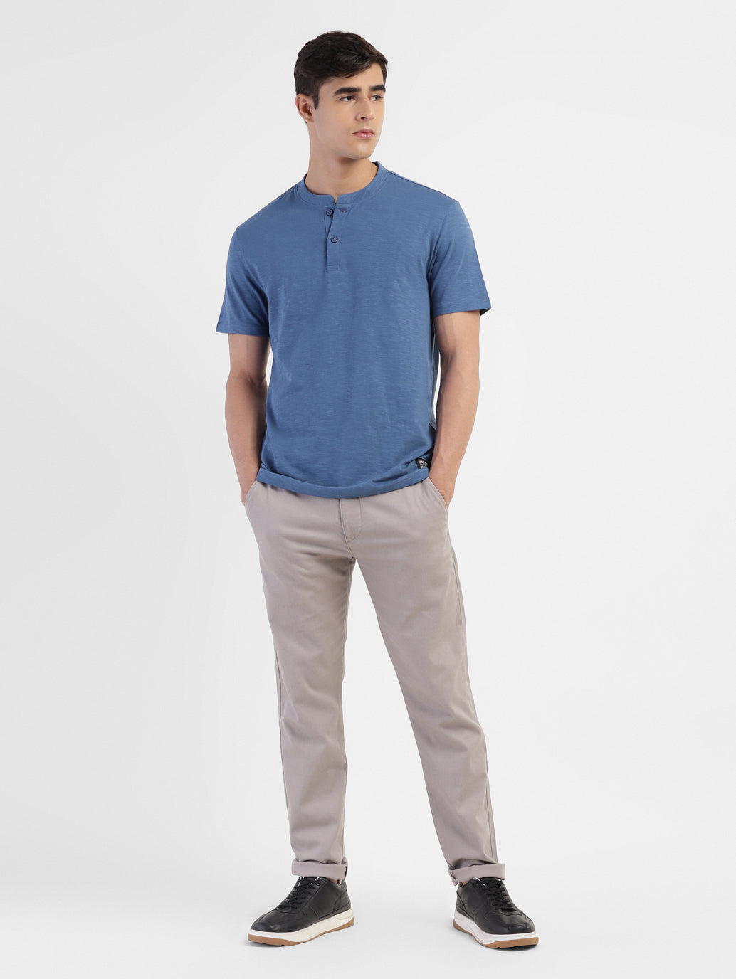 Men's Solid Henley Neck T-shirt - 53b06a2d-b970-46d5-ad71-23bd07703a17 View